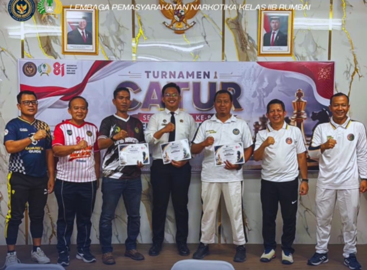 Semarak HUT ke - 81 RI, Lapas Narkotika Rumbai Raih Juara III Turnamen Catur Tingkat Kanwil Ditjenpas Riau