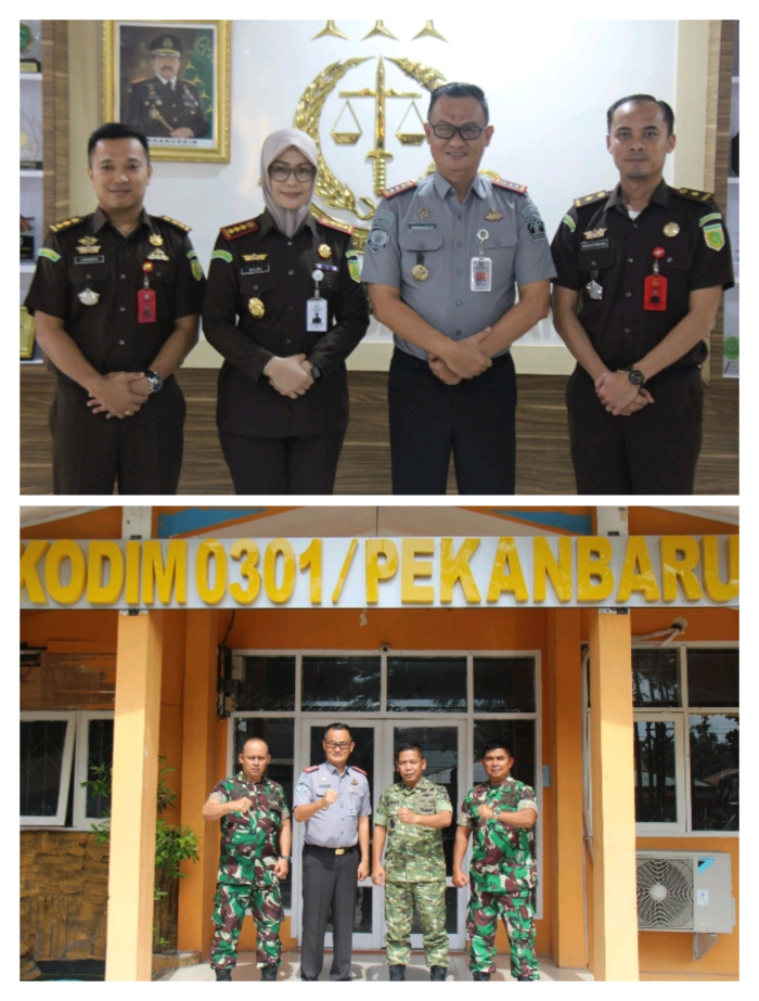 Perkuat Sinergitas dan Jalin Silahturahmi, Kalapas Pekanbaru Kunjungi Kejari Pekanbaru dan Kodim 0301