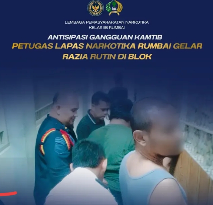 Antisipasi Ganguan Kamtib, Petugas Lapas Nakotika Rumbai Rutin Gelar Razia Blok Hunian WBP