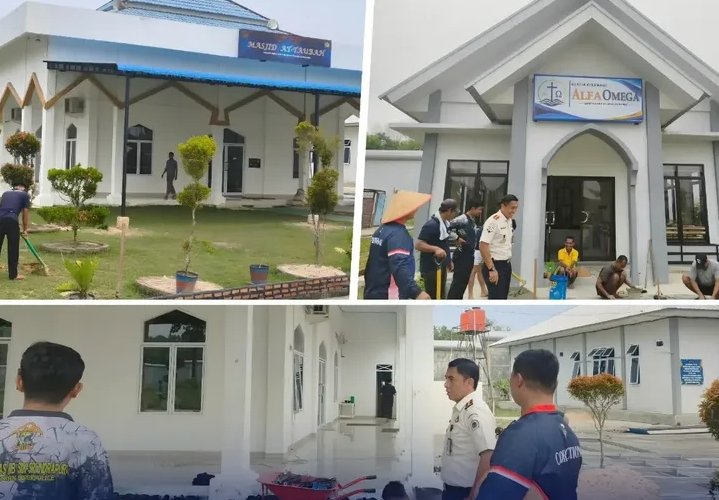 Komitmen Rawat Kerukunan Beragama, Lapas Narkotika Rumbai Terus Benahi Sarana Ibadah Masjid dan Gereja