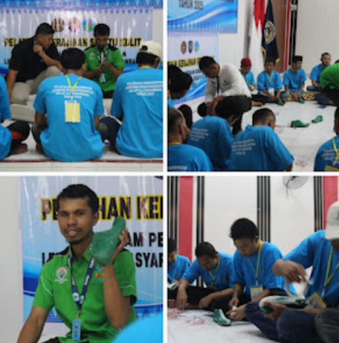 Terus Gali Potensi Warga Binaan, Lapas Pekanbaru Berikan Pelatihan Pembuatan Sepatu Kepada WBP