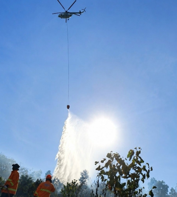 Titik Api Kembali Muncul, BPBD Riau Kerahkan Helikopter Padamkan Karhutla