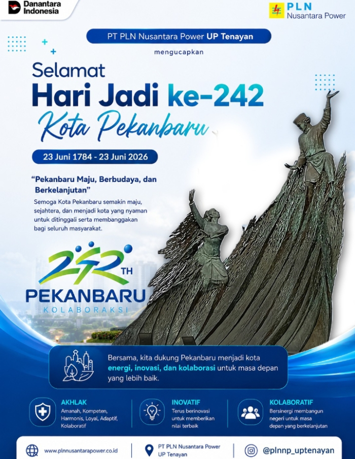 Manajemen PT PLN Nusantara Power UP Tenayan Ucapkan Tahniah HUT ke 242 Kota Pekanbaru
