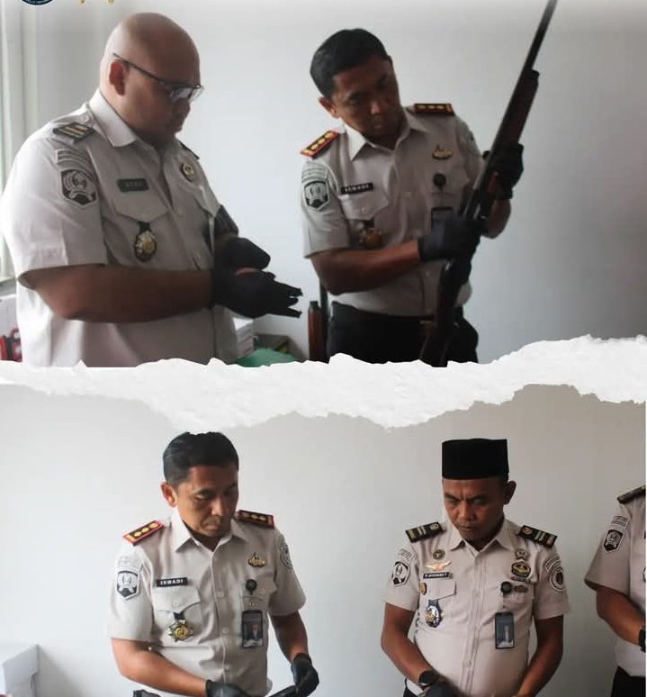Lapas Narkotika Rumbai Laksanakan Pengecekan Senjata dan Sarana Pengamanan untuk Deteksi Dini Gangguan Keamanan