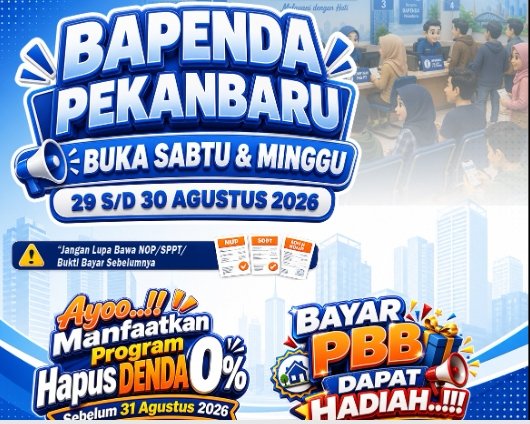 Bapenda Pekanbaru Buka Layanan Pembayaran PBB pada Akhir Pekan