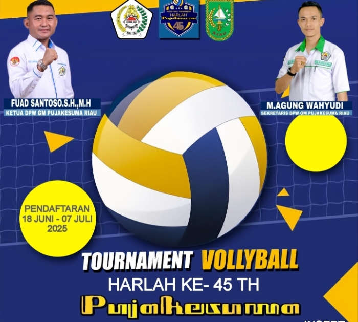Peringati Harlah ke 45, DPW GM Pujakesuma Riau Gelar Turnamen Vollyball se Riau 