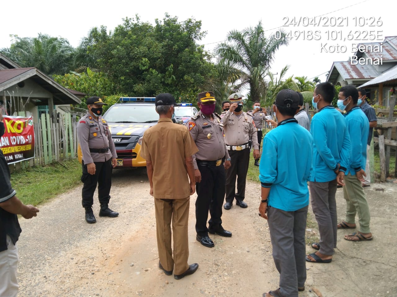 Kapolres Kuansing Lakukan Pengecekan Posko PPKM Berskala Mikro di Desa Koto Benai