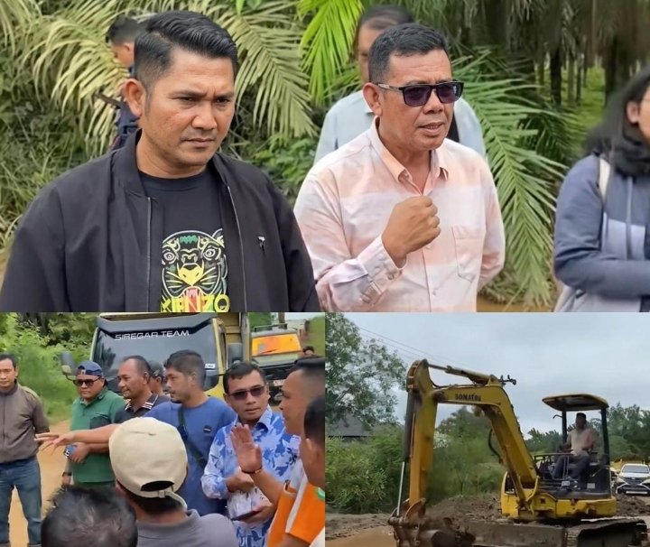 Jalan Lintas Bragas Simangambat Tak Kunjung Baik, DPRD Paluta dan Perusahaan Gotong Royong Lakukan Perbaikan