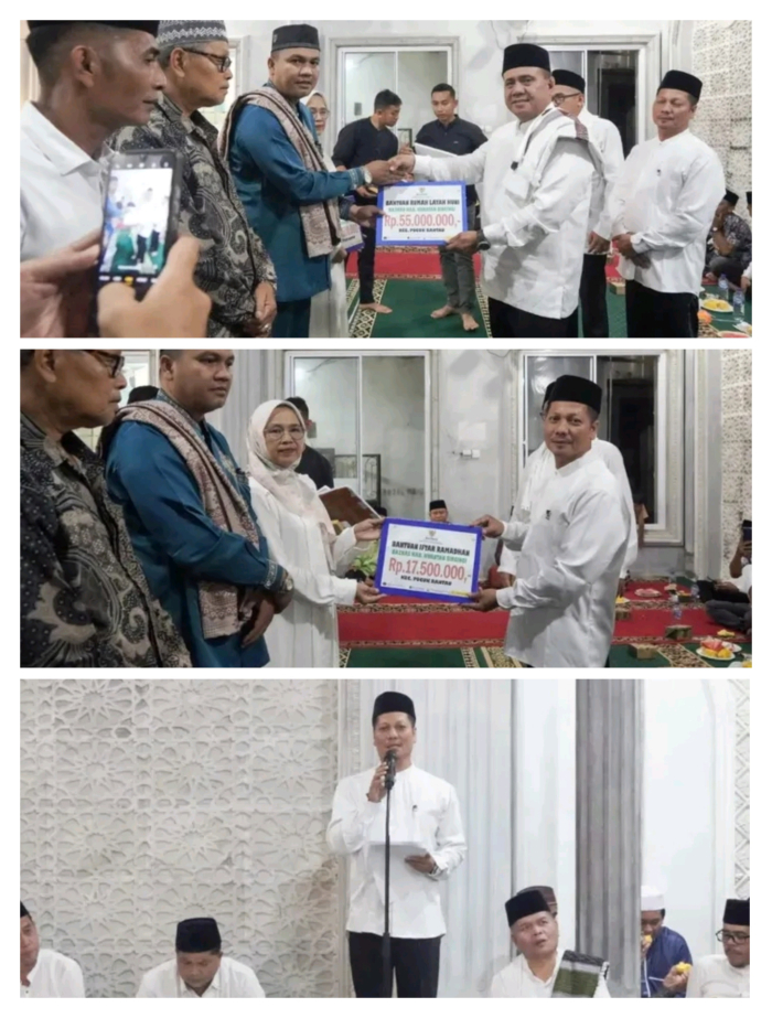 Wabup Kuansing H Muklisin Safari Ramadhan di Desa Kampung Baru Ibul, Berikan Bantuan Pendidikan 