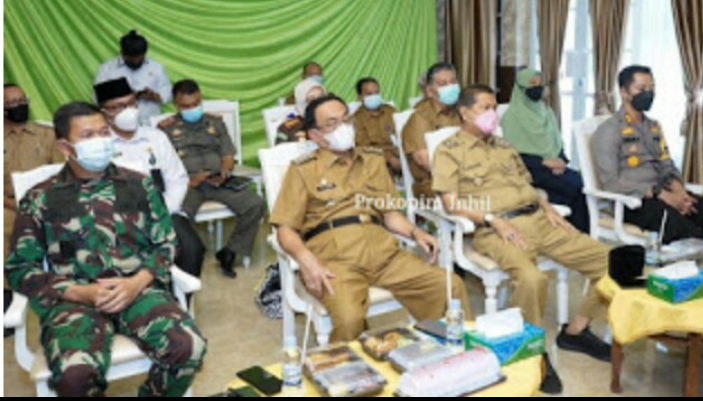 Bupati Bersama Wabup dan Unsur Forkopimda Inhil Ikuti Rapat Penanggulangan Covid-19 Secara Virtual