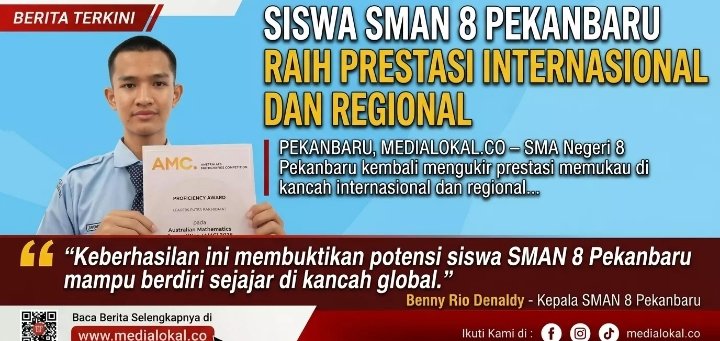 Luar Biasa ! Siswa SMAN 8 Pekanbaru Raih Prestasi Internasional dan Regional