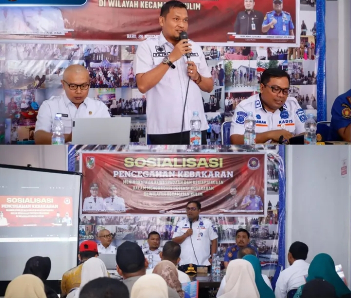 Camat Kulim Bersama Damkar Pekanbaru Sosialisasi Pencegahan Kebakaran