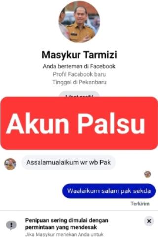 Plh Sekdako Pekanbaru Masykur Tarmizi Ingatkan Masyarakat Waspada Akun FB Palsu Catut Namanya