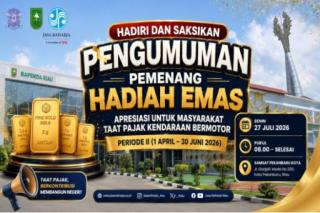 Bapenda Riau Ajak Wajib Pajak Saksikan Pengundian Hadiah Emas Periode II, Cek Jadwalnya