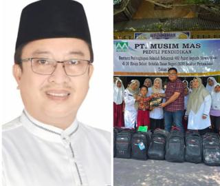 Wakil ketua Komisi II DPRD Pelalawan, H.M Bakri Apresiasi PT Musim Mas salurkan 480 paket perlengkapan sekolah